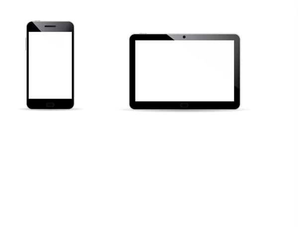 Moderner digitaler Tablet-PC mit Mobiltelefon isoliert auf weiß. — Stockvektor