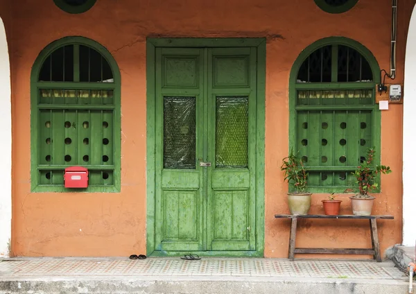 Old terracotta coloured heritage house, George Town, Penang, Malaysia — Stock Photo, Image