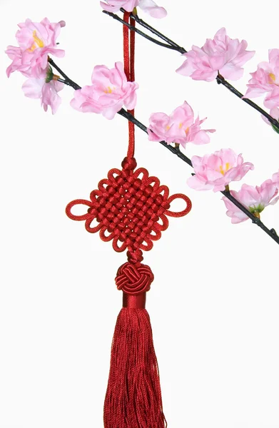 Blossom Tree and Chinese New Year Hanging Decoration — Stock Photo, Image