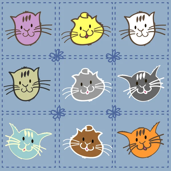 異なる色の子猫のコレクション — ストックベクタ