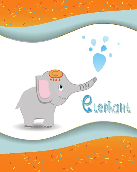 Elefante del alfabeto animal con un fondo de color — Archivo Imágenes Vectoriales