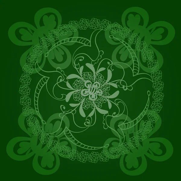 Fondo circular floral verde, tejido o scrapbooking — Vector de stock