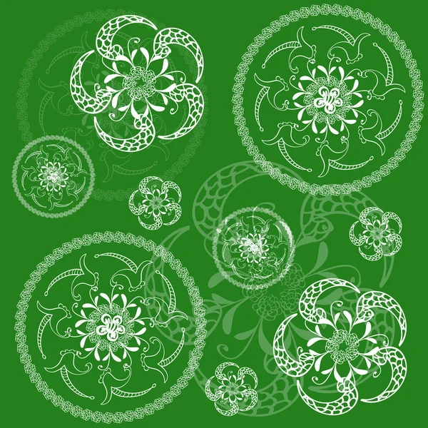 Fond vert floral circulaire, tissu ou scrapbooking — Image vectorielle