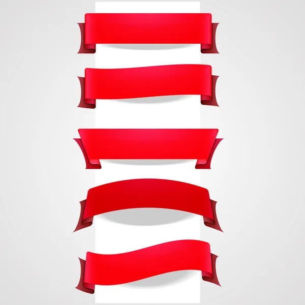 あなたのデザインの赤テープ バナーのコレクション — ストックベクタ