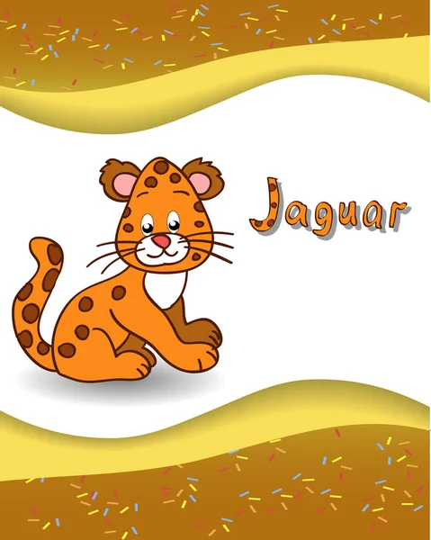 Alfabe harf j ve jaguar — Stok Vektör