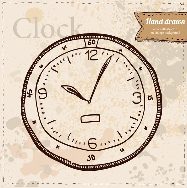 Horloge vecteur dessiné à la main — Image vectorielle