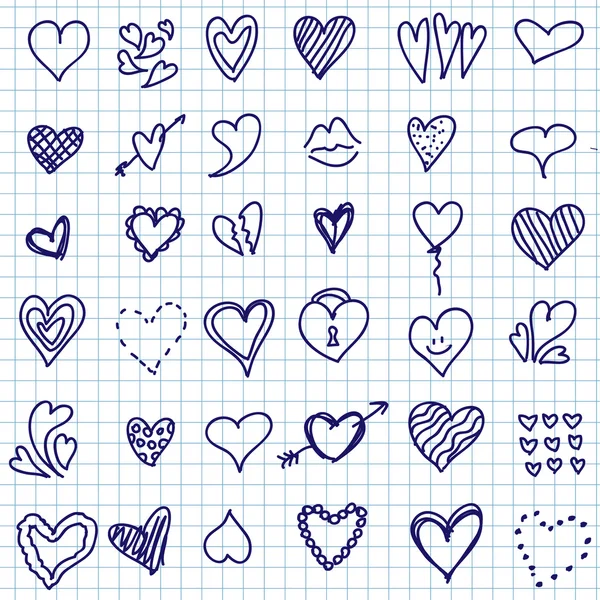 Hart doodle set — Stockvector