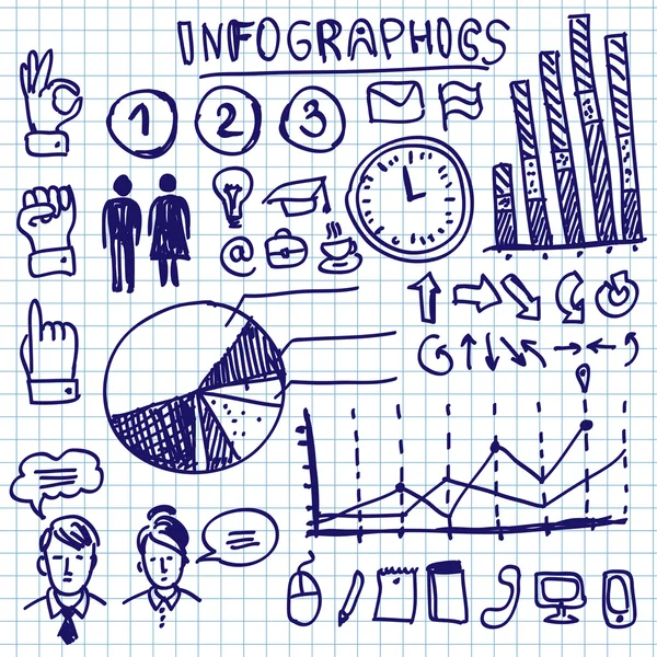 Informacji graficznych doodle zestaw — Wektor stockowy