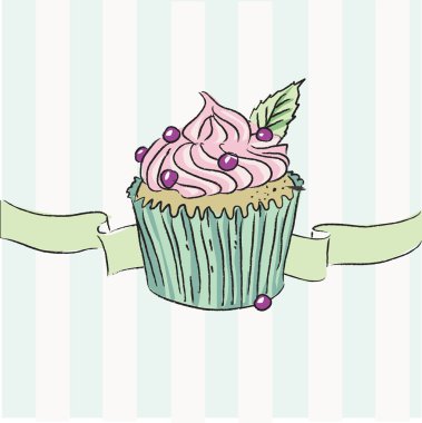 pembe kremalı cupcake çizimi