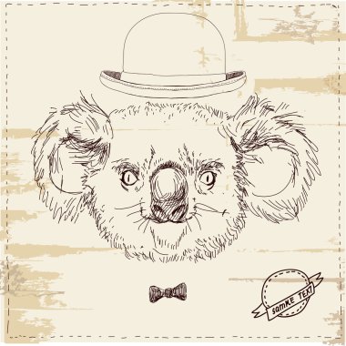 illustration of koala bear in hat clipart