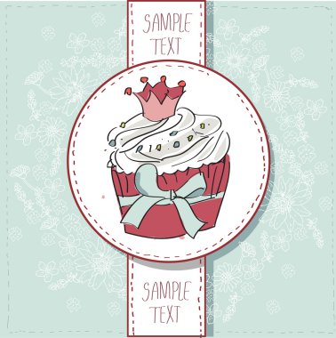 Vector card with colorful cupcake