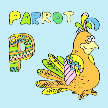 p - çocuk alfabesi papağan.