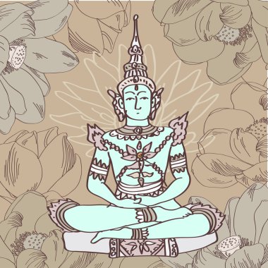 Buda vektör çizim ile lotus kahverengi