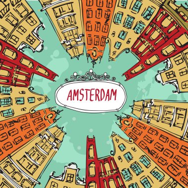 amsterdam illüstrasyon vektör etiket tasarımı ile daire