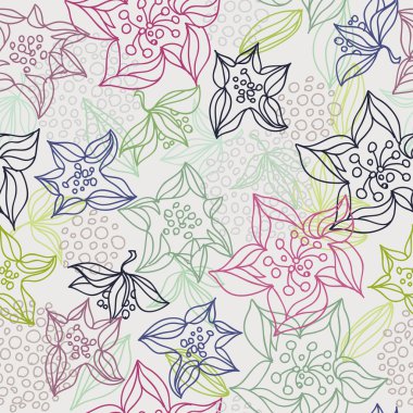 vektör seamless modeli, çiçek doodle elle çizilmiş