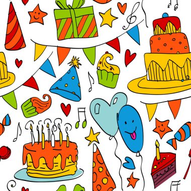 Doğum doodle yarım yamalak vektör çizim