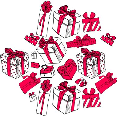 hediyeler el beyaz zemin üzerine çekilmiş