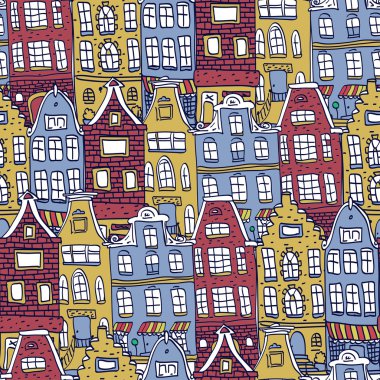 seamless modeli eski Hollanda evleri