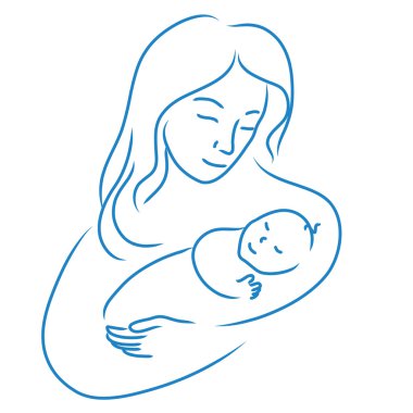 örnek bir anne ile bebek el çekilmiş, yarım yamalak vektör kadın