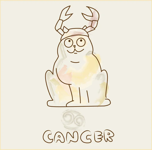 Segno zodiacale Cancro gatto — Vettoriale Stock
