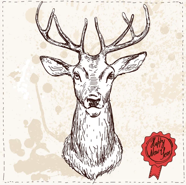 Vector illustration of Christmas deer — Stock Vector