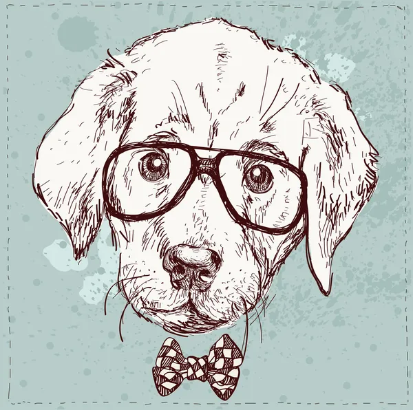 Chiot hipster avec lunettes — Image vectorielle