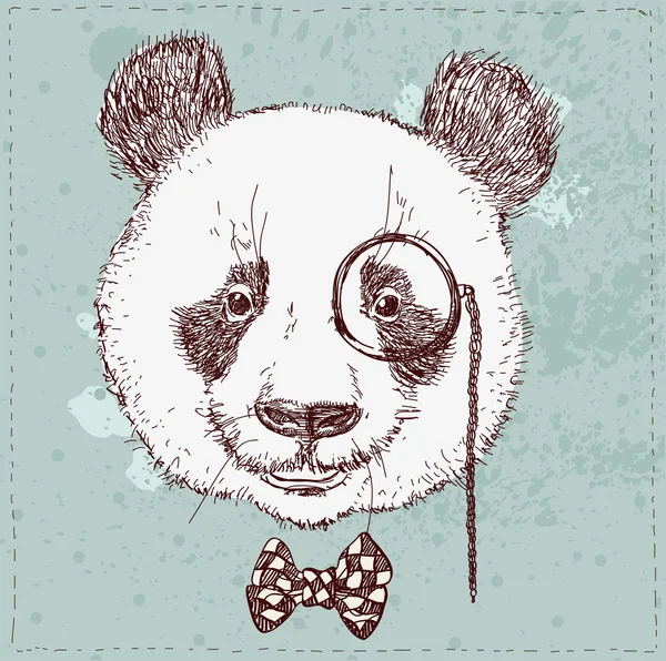 Oso panda en sombrero — Vector de stock