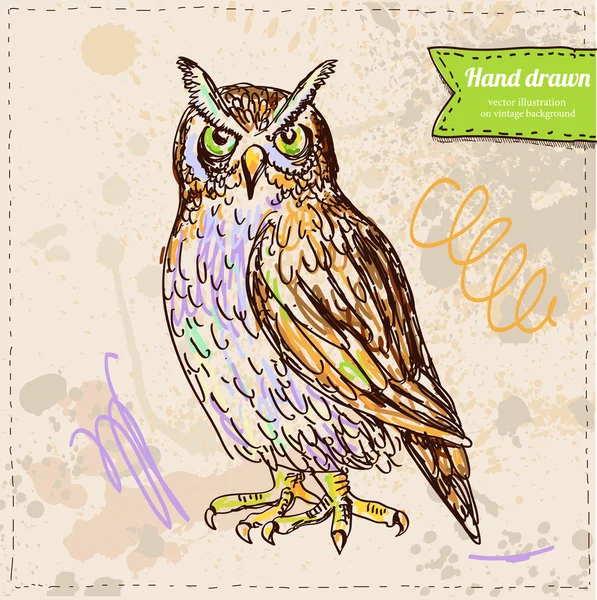 Illustratie voor halloween owl met kaars — Stockvector