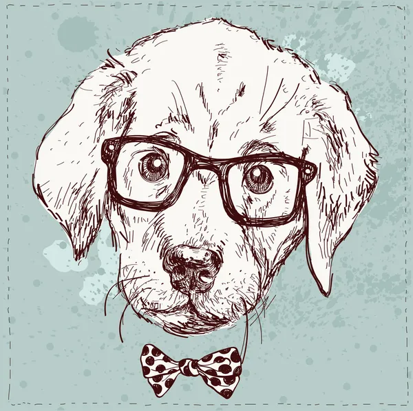 メガネで流行に敏感な子犬 — ストックベクタ