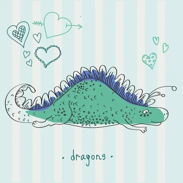 Dibujos animados dragones felices — Archivo Imágenes Vectoriales