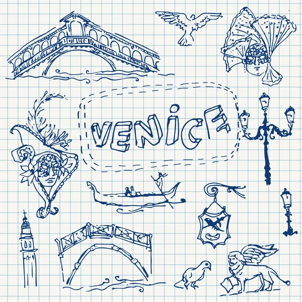Venezia su carta quadrata . — Vettoriale Stock