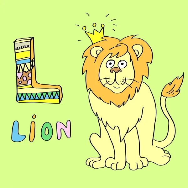 L - barn alfabetet lejon. — Stock vektor