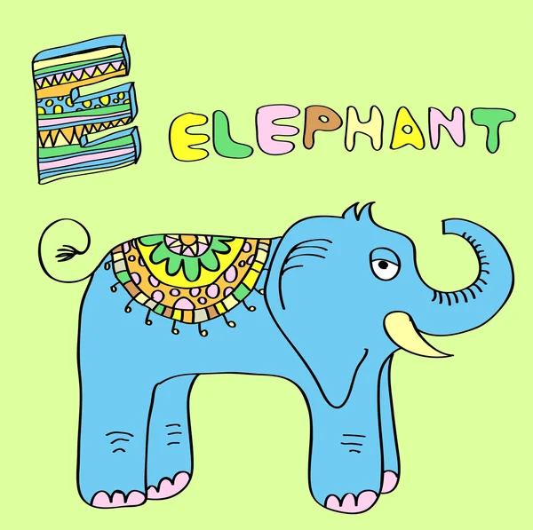 E - Kinder Alphabet Elefant. — Stockvektor