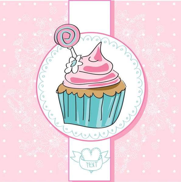 Rosa cupcake i vector — Stock vektor