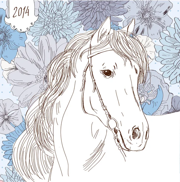 at üstünde mavi çiçek arka plan