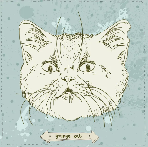 Cabeza de gato vector sobre fondo vintage — Archivo Imágenes Vectoriales