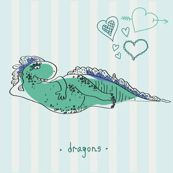 Dibujos animados dragones felices — Vector de stock