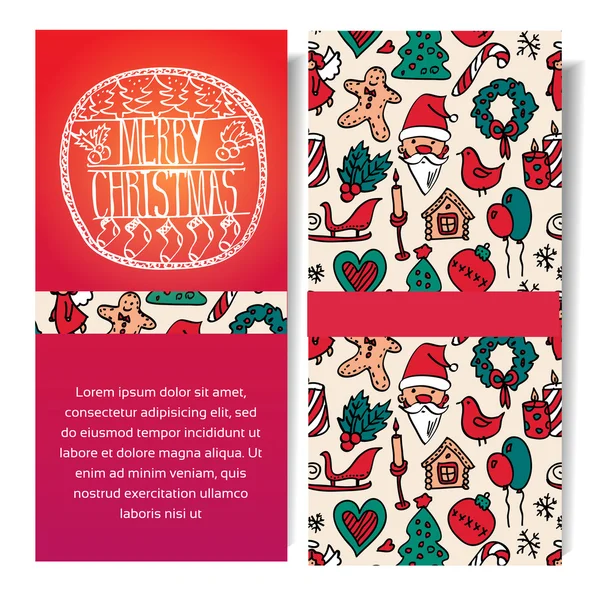 Bannière verticale de Noël vectorielle avec des griffes colorées dessinées à la main . — Image vectorielle