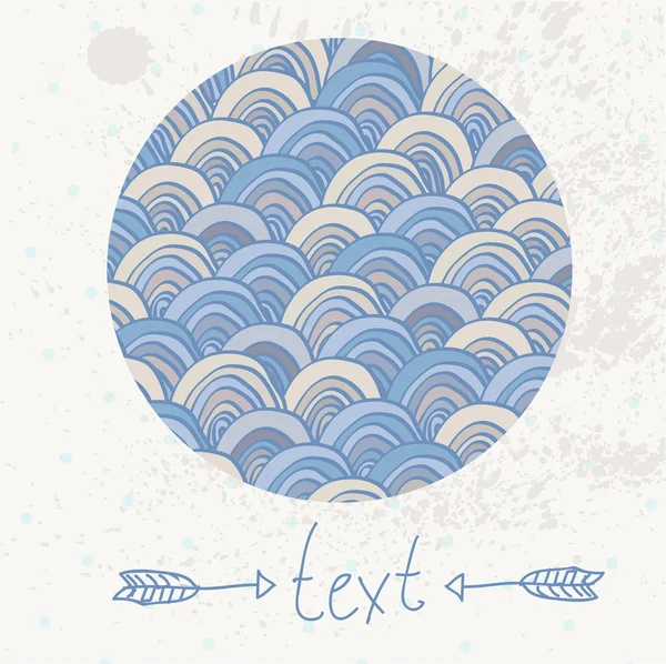 サークル、青い波で抽象的な落書きのパターン — ストックベクタ