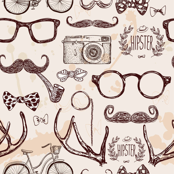 Vector hipster seamless pattern
