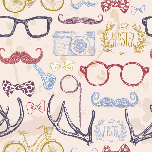 Vector hipster seamless pattern