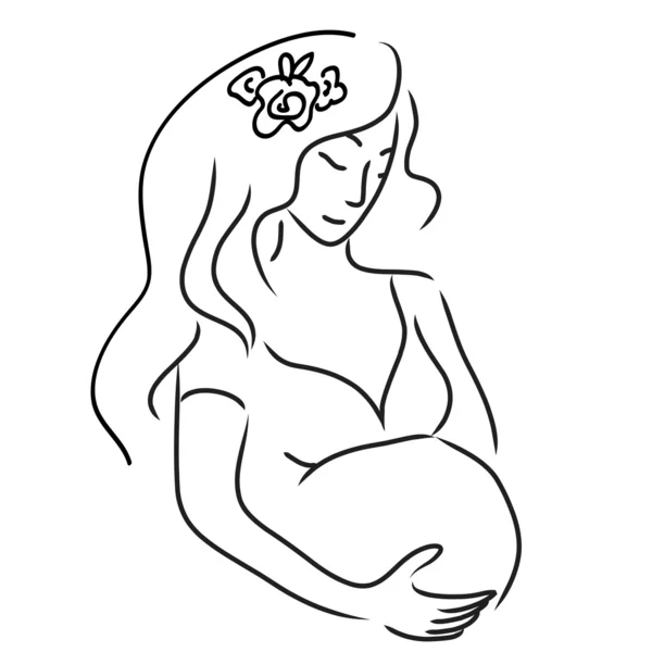 Ilustración de la mujer embarazada dibujada a mano — Archivo Imágenes Vectoriales