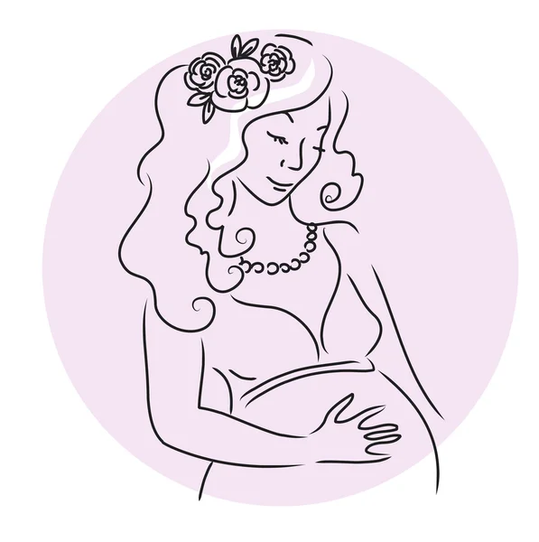 Illustration de femme enceinte dessinée à la main en couleur — Image vectorielle