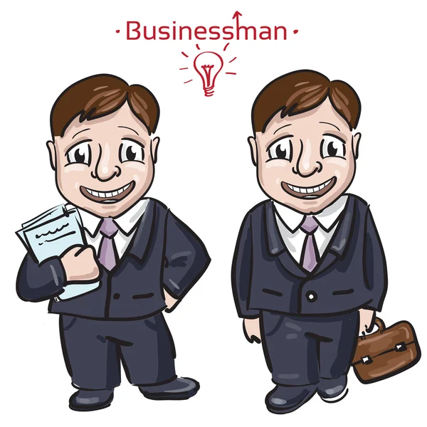 Vectorillustratie van business man cartoon geïsoleerde, kantoor werknemer hand getrokken — Stockvector