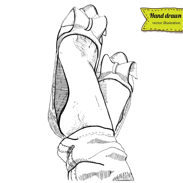 Botas en vector sobre fondo blanco, zapatos dibujados a mano — Vector de stock