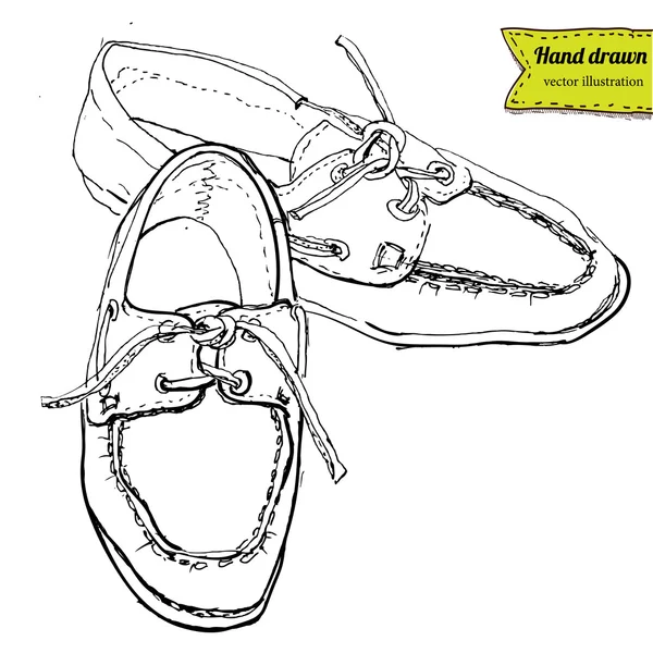 Stivali in vettore su sfondo bianco, scarpe disegnate a mano — Vettoriale Stock