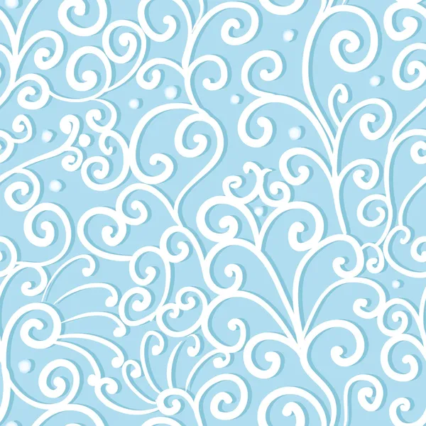 Abstract swirl seamless pattern, blue ornament, waves background. — Stock Vector