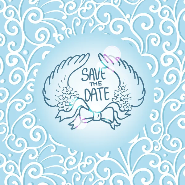 Save the date card, seamless swirl pattern, wedding invitation — Stock Vector