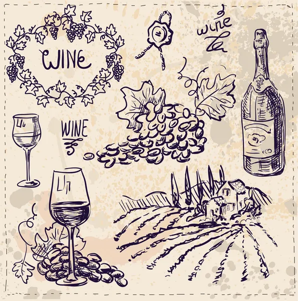 Şarap ve şarapçılık — Stok Vektör