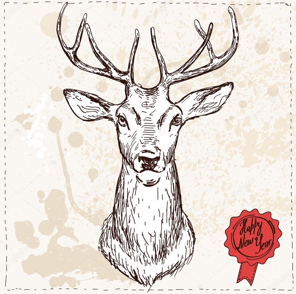 Vector illustration of Christmas deer